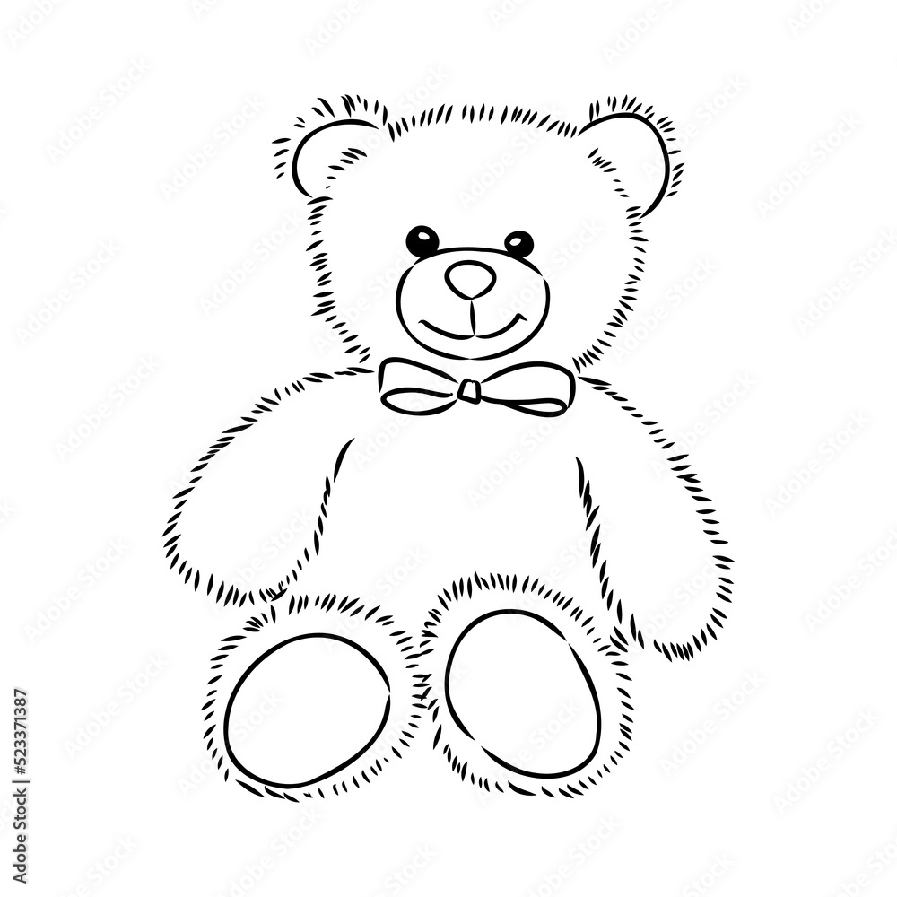Hand drawn isolated Teddy bear. Doodle vector illustration Hand drawn isolated Teddy bear. Doodle vector illustration