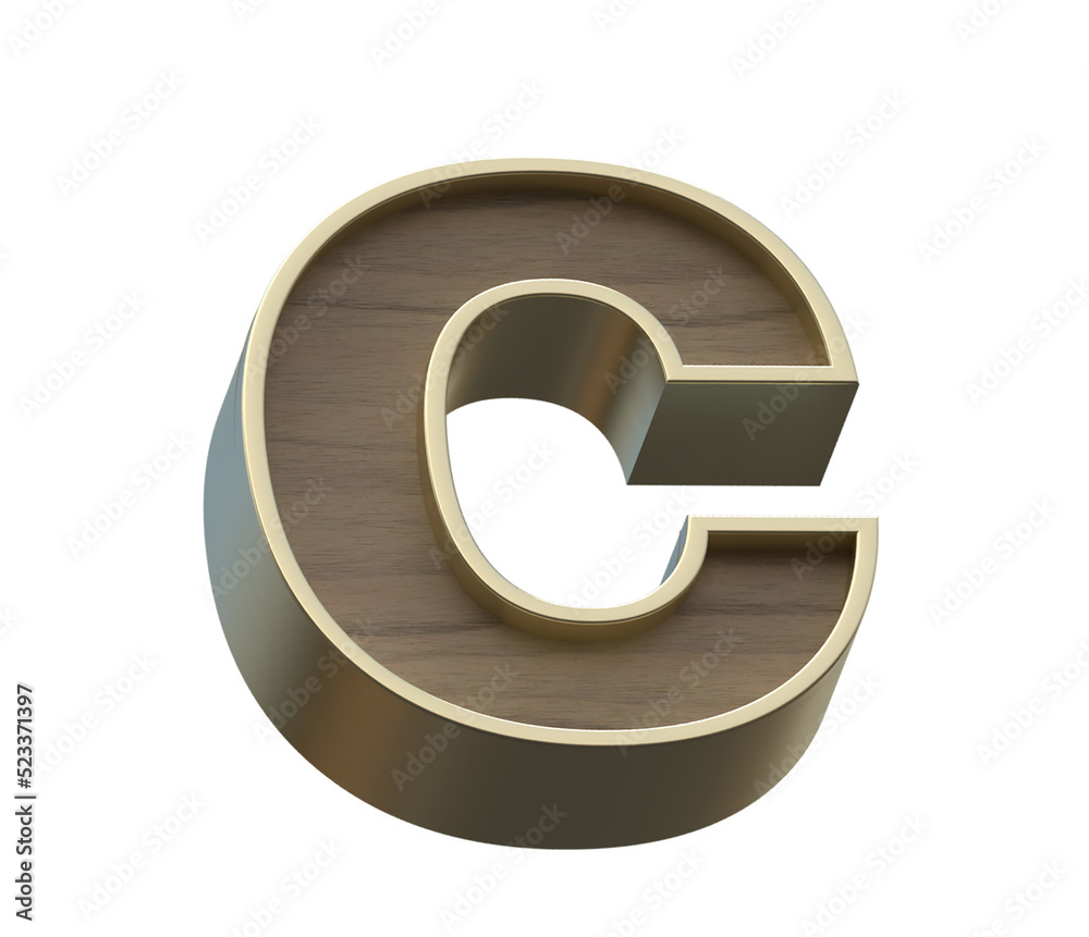 A 3d rendering image of goden and wooden alphabets A 3d rendering image of goden and wooden alphabets