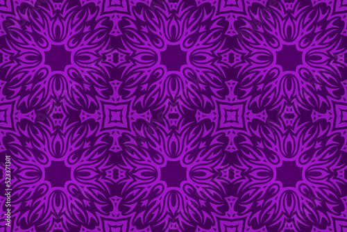 Art with colorful purple tribal tile pattern