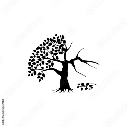 half dead and wither tree and vector illustration, molt tree, drought tree vector photo