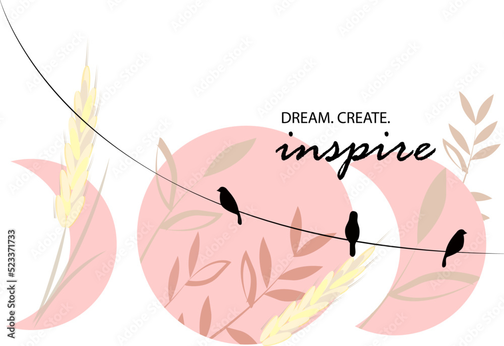 Vector illustration Poster Dream Create Inspire Vector illustration Poster Dream Create Inspire