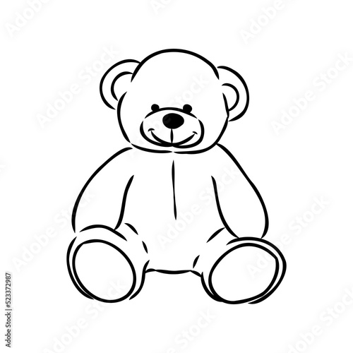 Hand drawn isolated Teddy bear. Doodle vector illustration