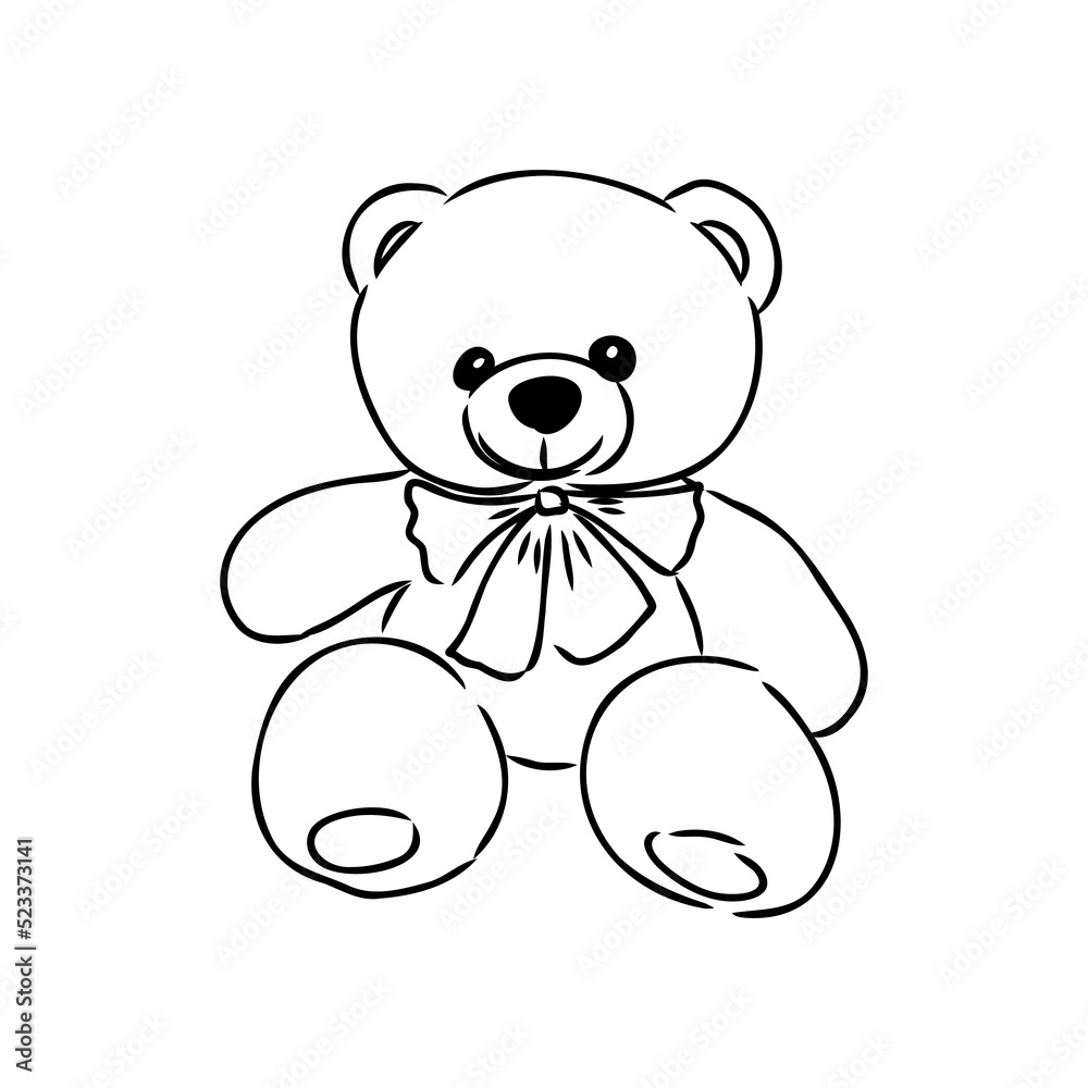 Fototapeta premium Hand drawn isolated Teddy bear. Doodle vector illustration