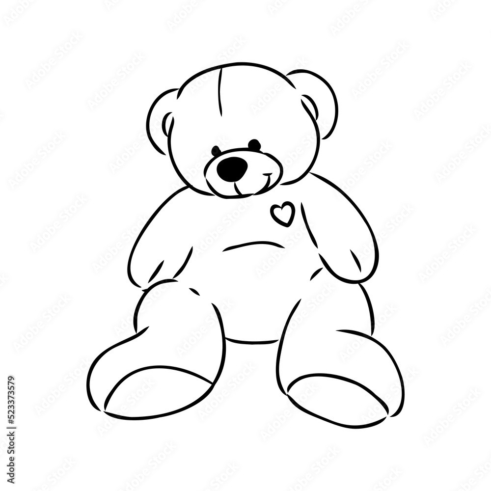 Hand drawn isolated Teddy bear. Doodle vector illustration Hand drawn isolated Teddy bear. Doodle vector illustration