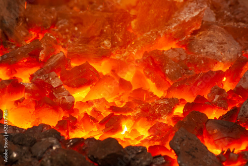 hot coals in blacksmith brazier