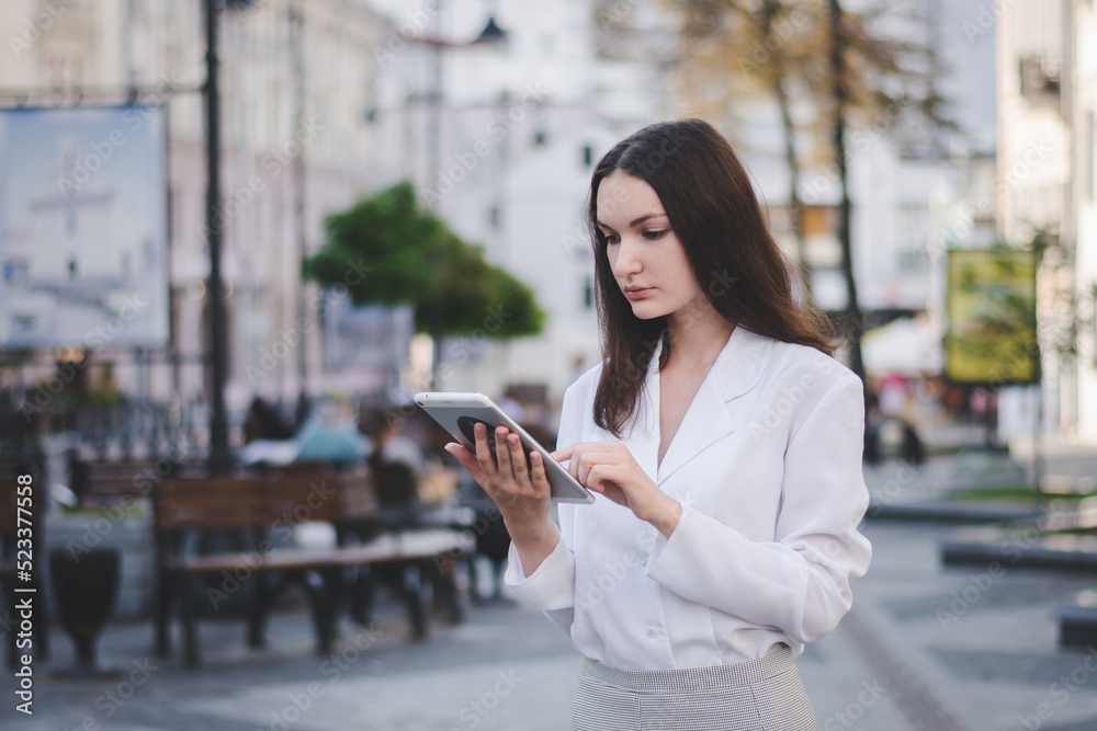 Portrait of caucasian businesswoman using tablet pc Portrait of caucasian businesswoman using tablet pc
