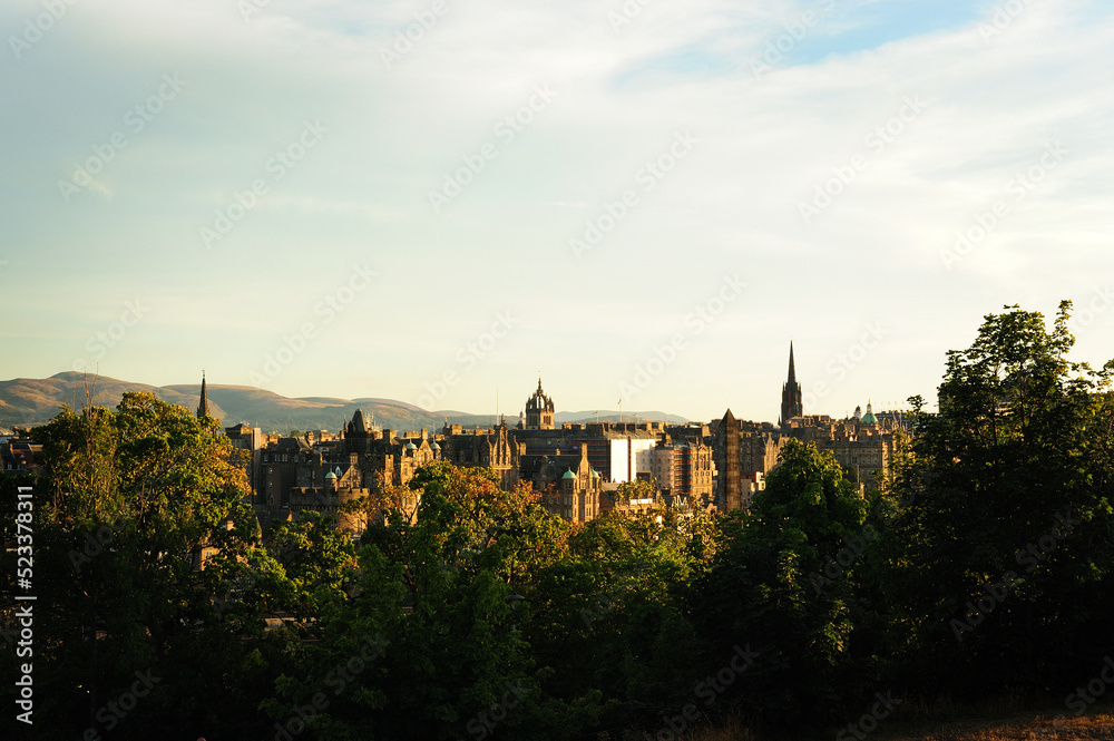 A view of Edinburgh, Scotland, shortly before sunset