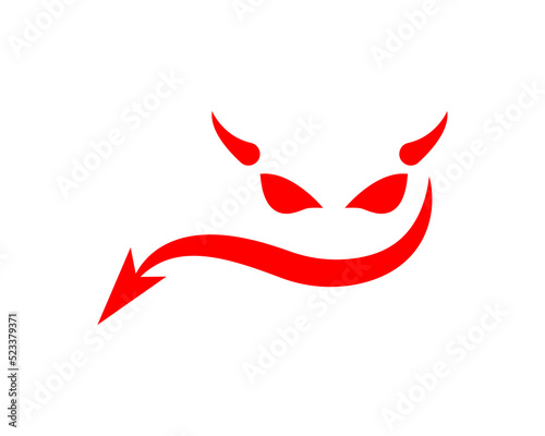 devil emblem with trident, red, head, icon