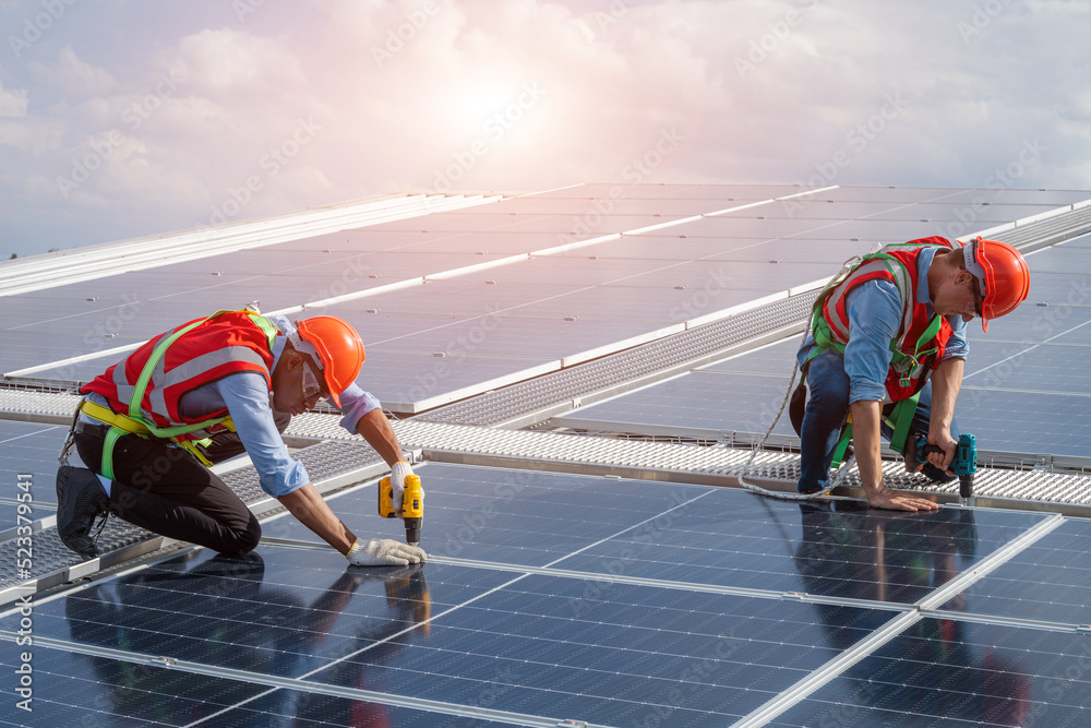 custom made wallpaper toronto digitalElectrical and instrument technician installation and maintenance electric system solar panel on the roof of factory,Service check installation solar cell.