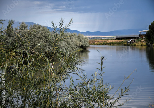 Rainstorm in the mountains in the Cutler marsh, Cache Valley, Utah