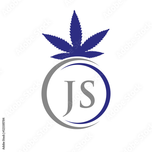 Letter JS Marijuana Logo. Cannabis Logo Sign For Therapy, Medical and Health Care