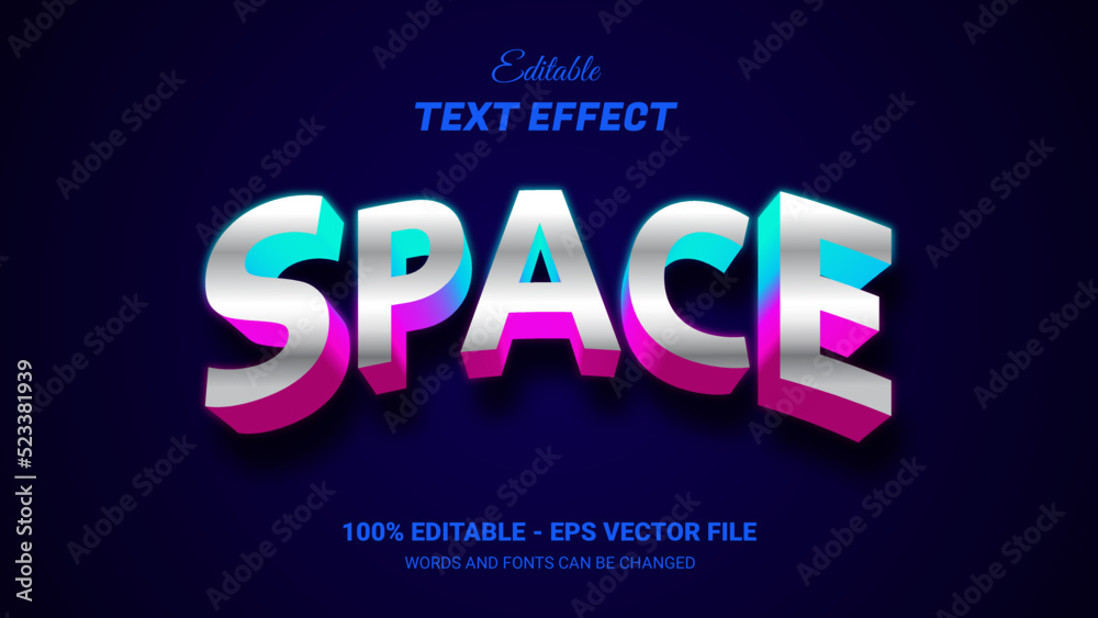 space 3d editable text effect