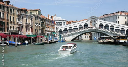 Venice, Italy. Rialto bridge over the Grand Canal. photo