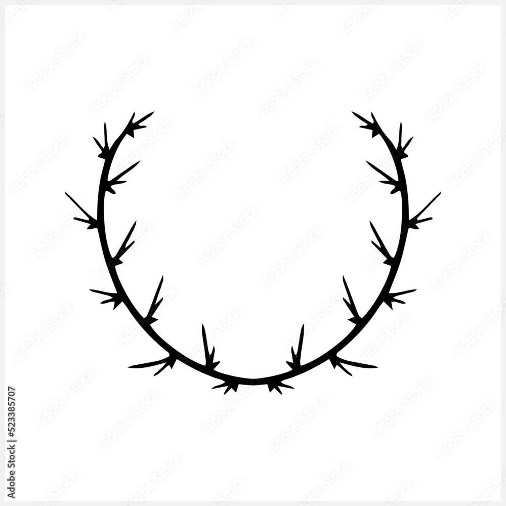 Wreath icon isolated. Eco clip art. Branch with needle. Frame, border. Vector stock illustration. EPS 10