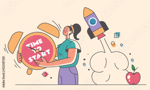 Time for start up new business innovation idea abstract concept. Vector graphic design illustration