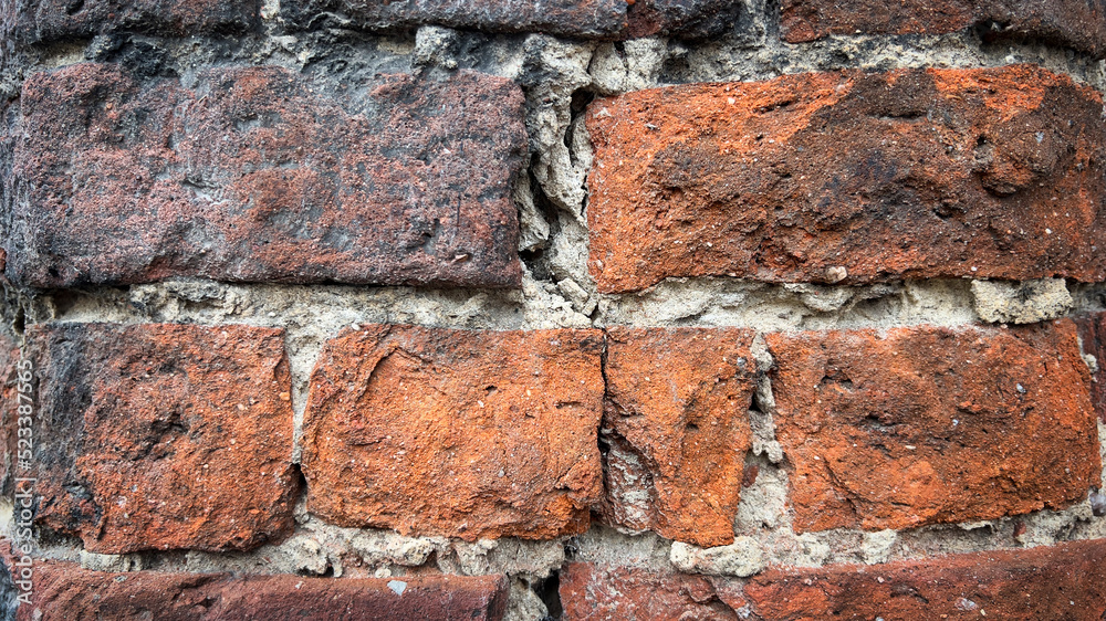 Obraz premium TŁO ZE STARYM CEGLANYM MUREM. ŚCIANA Z CEGIEŁ.