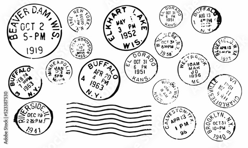 Set of vector postage stamps USA. Great for vintage designs.