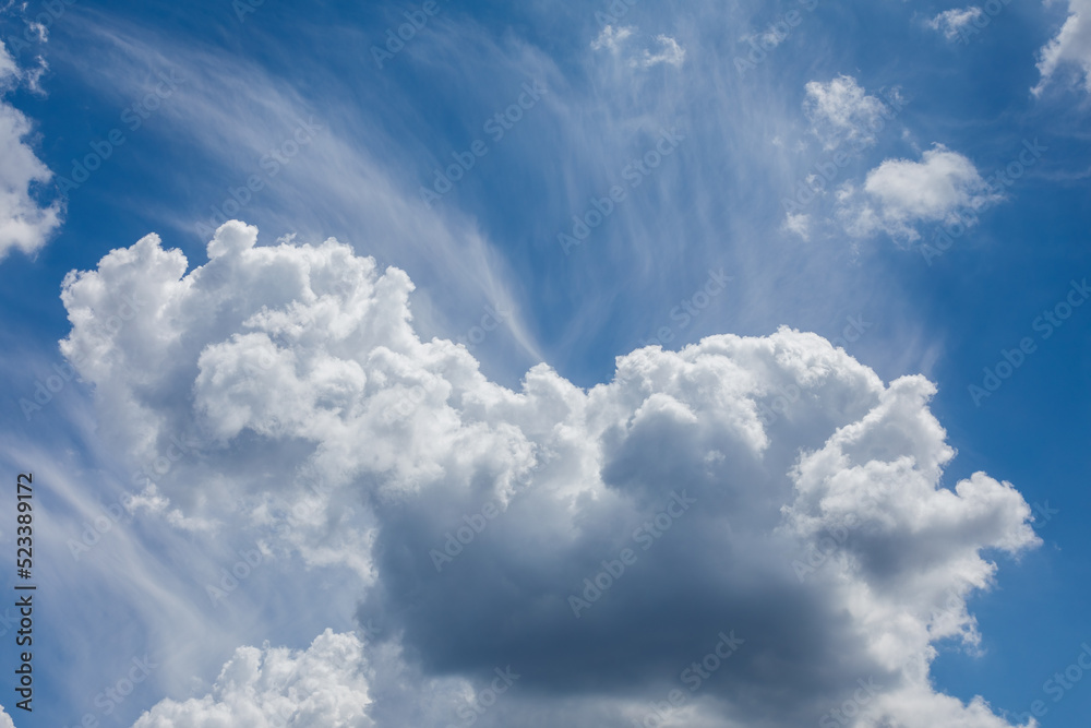 Dramatic cloudscape with blue sky and white fluffy clouds. Dramatic cloudscape with blue sky and white fluffy clouds.