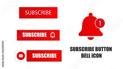 Subscribe buttons. Video channel interacting UI element with different design template, subscription logo design. Vector illustration online education subscriber and social media icon subscribing
