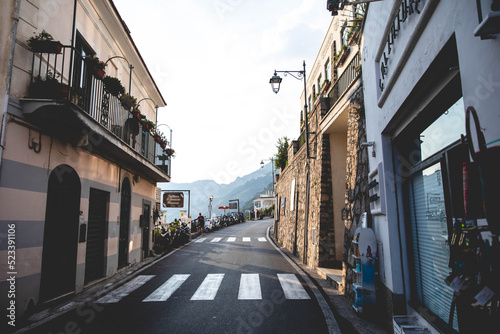 narrow street in coastal European town