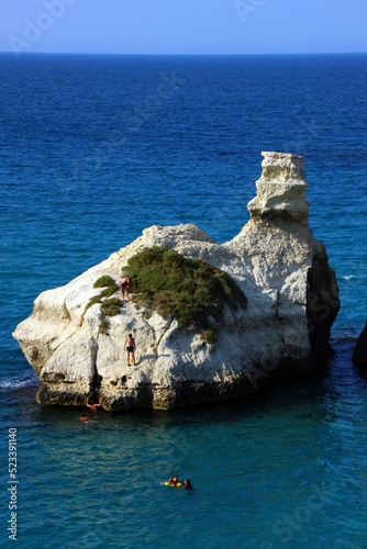 Italy, Salento, Lecce: Detail of  two sisters rocks in torre dell'orso.