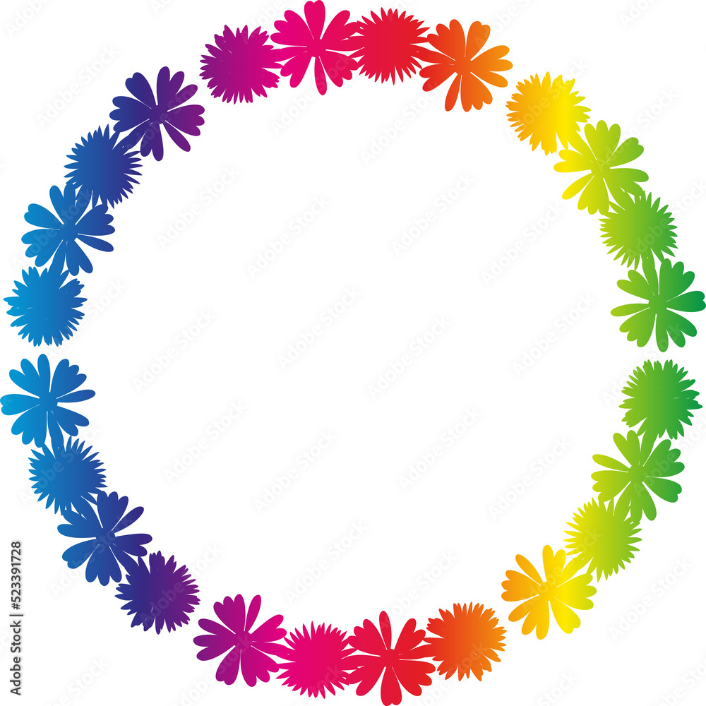 Elegant floral rainbow garland frame in lgbt pride colours. Elegant floral rainbow garland frame in lgbt pride colours.