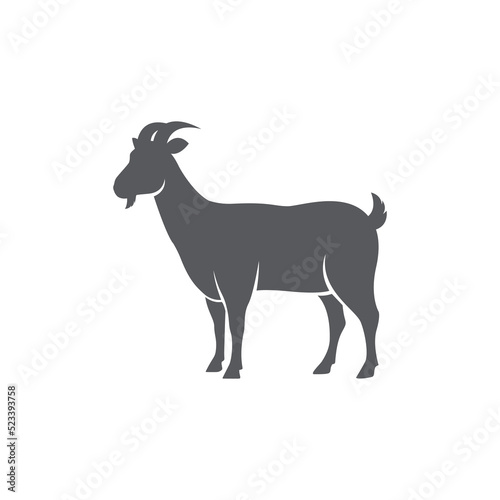 Goat side view silhouette. Farm goat animal logo design. Vector illustration