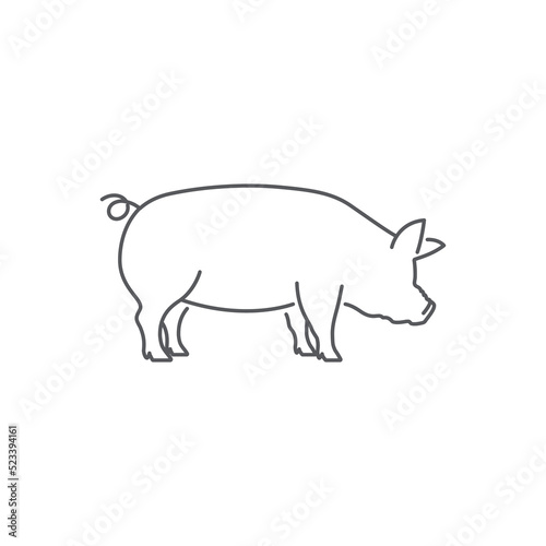 Pig pictogram icon vector. Vector linear illustration of pig silhouette. pork vector icon. Vector illustration. pig line art