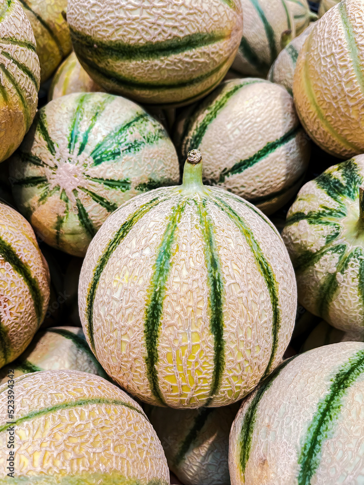 Ripe flavorful melons at the farmer's shop