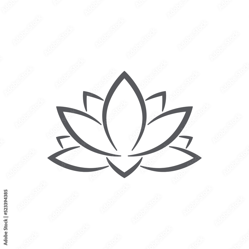 linear lotus logo templates. Vector floral linear lotus logo. Design lotus flower outline. Vector illustration. Lotus icon.