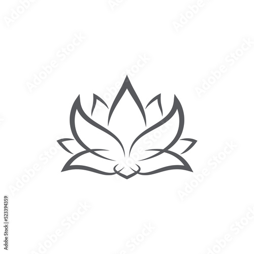 linear lotus logo templates. Vector floral linear lotus logo. Design lotus flower outline. Vector illustration. Lotus icon.