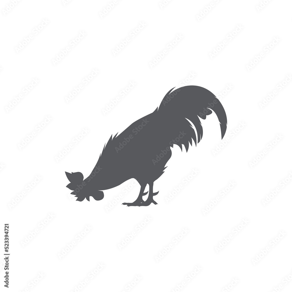 Obraz premium Rooster silhouette icon. Male cock side view. Vector illustration. chicken logo vector. 