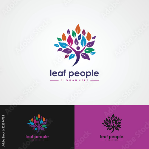 Abstract family tree concept design logo in a circle.icon,leaf symbol,vector