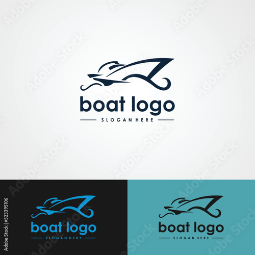 boat logo, sail boat, speed boad logo design