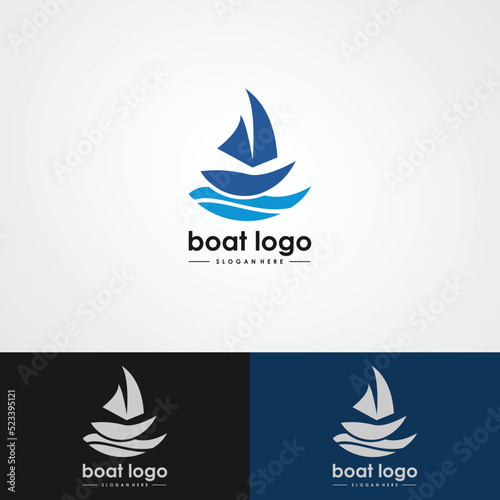 boat logo, sail boat, speed boad logo design