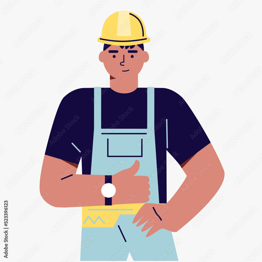 Construction worker character for animation. Vector illustration in cartoon style Construction worker character for animation. Vector illustration in cartoon style
