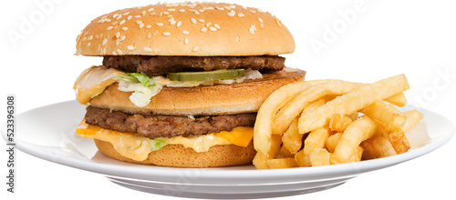 Fast Food Hamburger And Fries