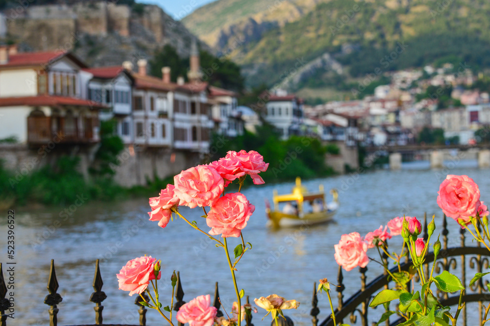 Historic mansions in Amasya, Turkey - Amasya is located in the north of Anatolia, in the inner part of the Middle Black Sea Region, at the junction point of the roads which connect Black Sea Coast to 