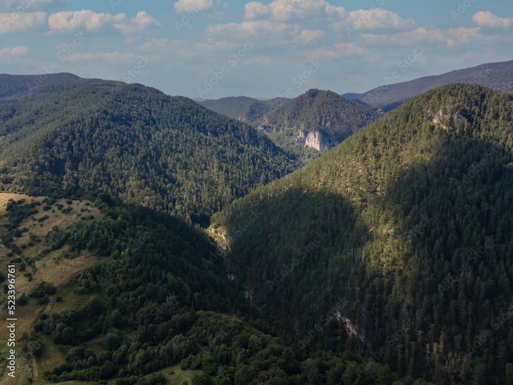 Fototapeta premium Aerial Summer view of Rhodope Mountains, Bulgaria