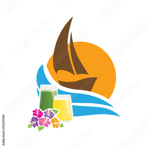 fruit juice and yacht icon vector illustration