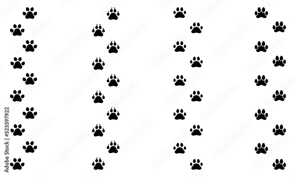 Set of Animal paw vector icon. Footprint cat, dog, tiger with claw. Animal path black silhouette. Vector 10 EPS. Set of Animal paw vector icon. Footprint cat, dog, tiger with claw. Animal path black silhouette. Vector 10 EPS.
