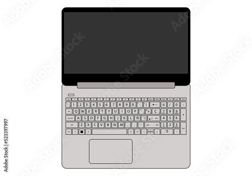 Icono de ordenador portátil con símbolo, letras y números