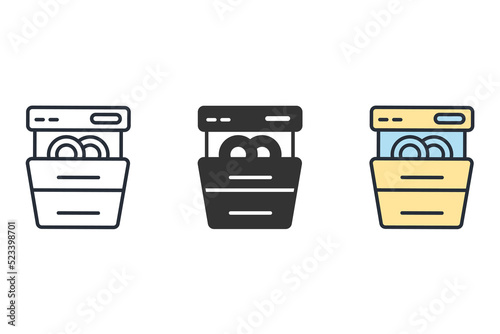 Dishwasher icons  symbol vector elements for infographic web