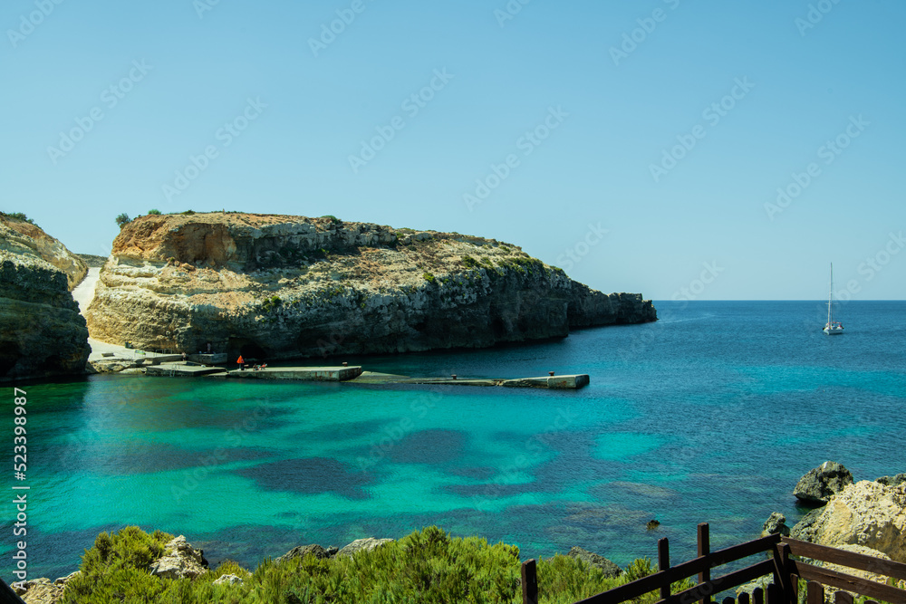 Famous attraction on Malta island. Summer landscape .Malta. Popeye village on a sunny day