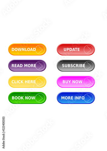 Set of vector modern trendy buttons. Trendy colors on white background
