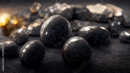  Luxurious hematite stones beauty, close up. photo