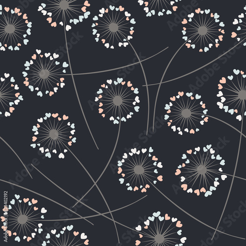 Dandelion blowing vector floral seamless pattern.