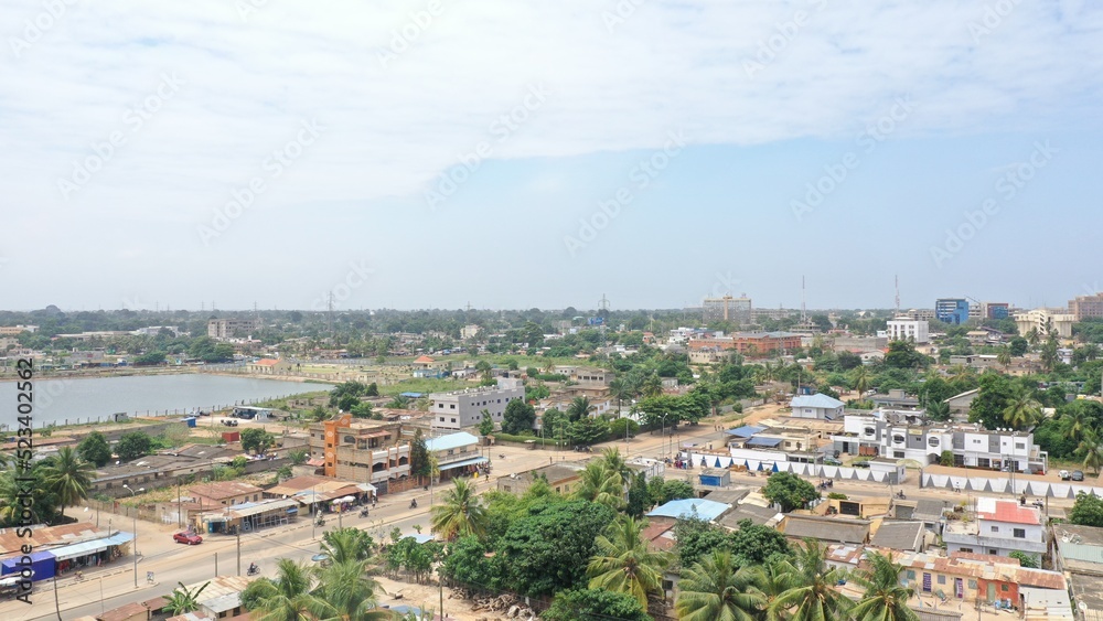 Vu aerienne bassin de rétention d'eau Agbalépdédogan, Togo