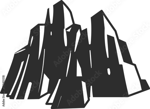 Natural rock formation. High stone block. Geology symbol