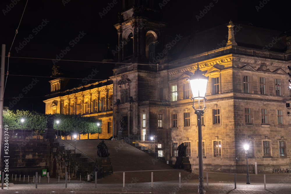 Dresden city center in Germany at night